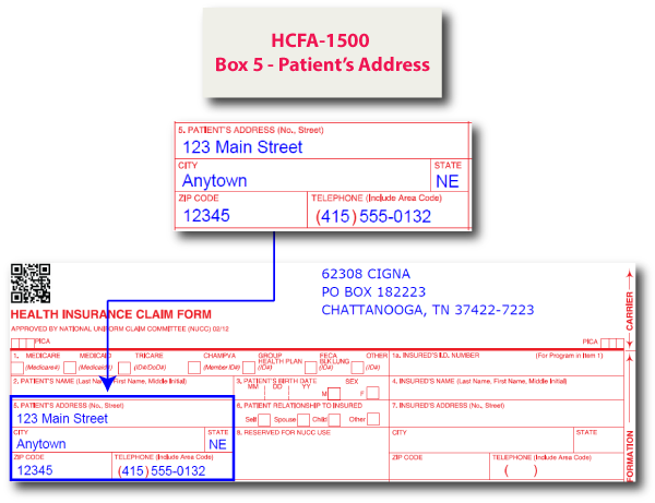 HCFA-1500 Box 5 - Patient's Address