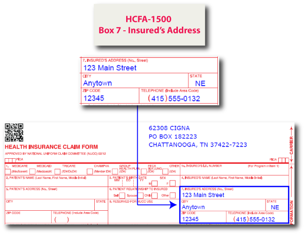 HCFA-1500 Box 7 - Insured's Address